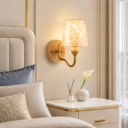 Cyvora Modern Curved Tapered Capiz Wall Light