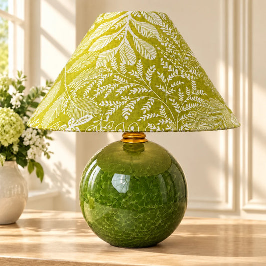 Edern Vintage Green Fabric Ceramic Table Light