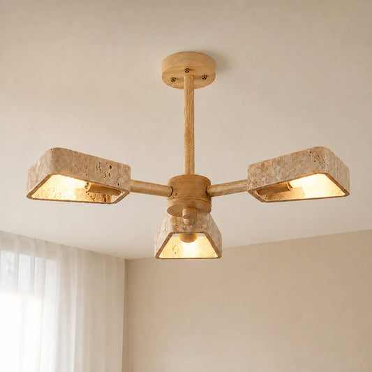Veyth Modern Travertine Semi Flush Mount Ceiling Light