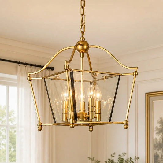 Imrie American Vintage Style Iron Frame Glass Pendant Light