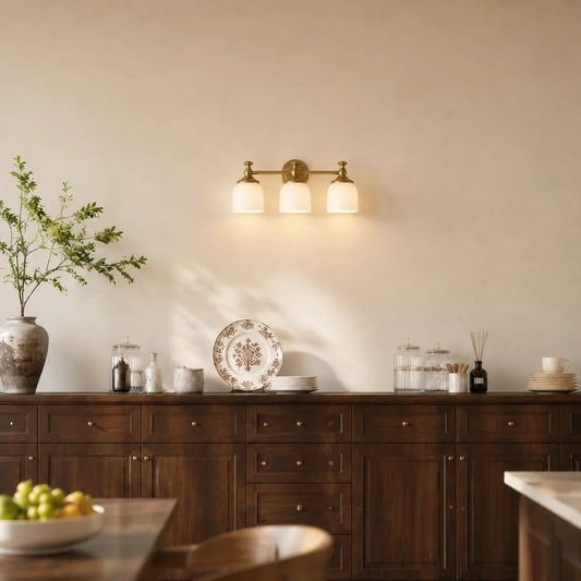 Antique Brass Milk Glass Wall Sconce