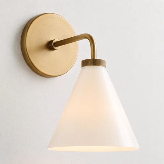 Beck Modern Brass Cone Shade Wall Sconce