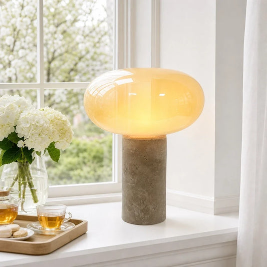Caelan Wabi-Sabi Natural Travertine Glass Table Light