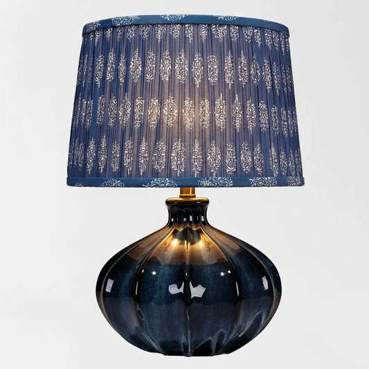 Dove Vintage Drum Pleated Cotton Ceramic Table Lamp