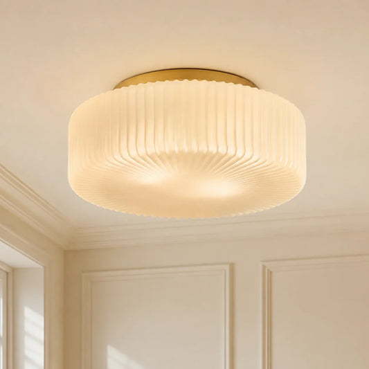 Elowen Modern Opaline Ribbed Glass Ceiling Lamp