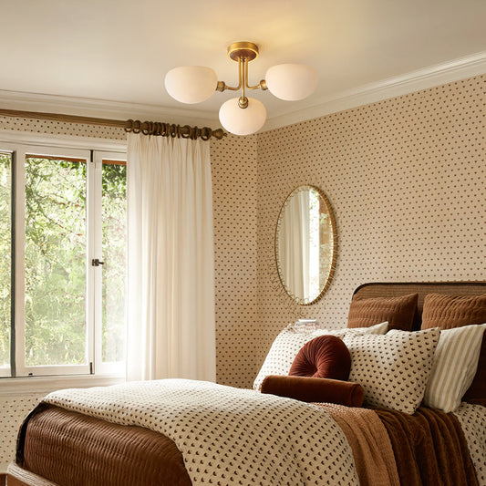 Arne Farmhouse Brass Ceramic Ceiling Light