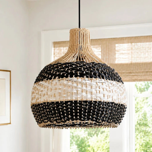 Pekka Farmhouse Handwoven Rattan Pendant Light