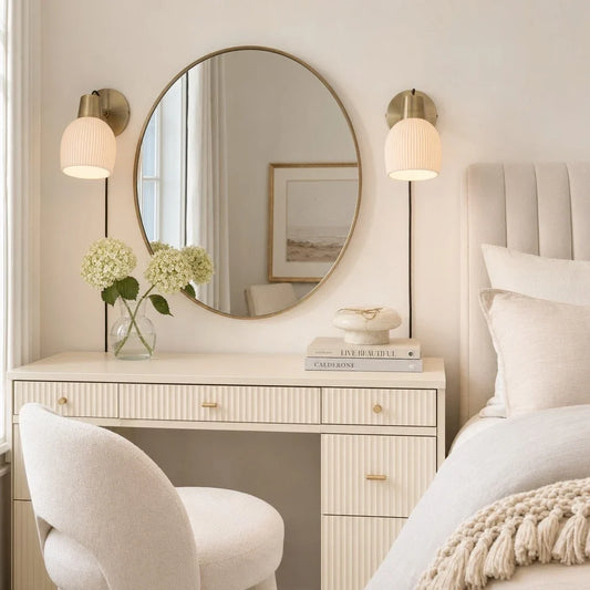 Gareth Mid-Century Ribbed Ceramic Wall Light