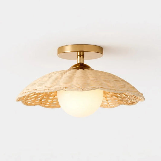 Halia Modern Rattan Wavy Bowl Ceiling Light