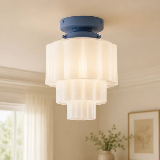Harlow Modern Tiered Milk Glass Ceiling Light