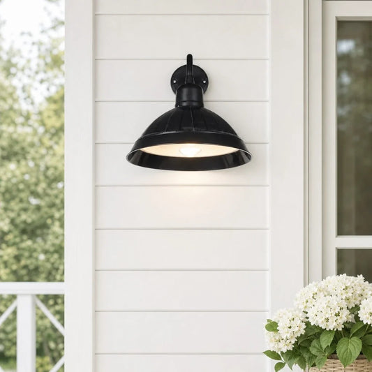 Ivarr Industrial Solar Barn Bowl Outdoor Wall Sconce