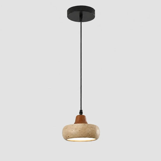 Jalen Modern Travertine Stone Round Pendant Light