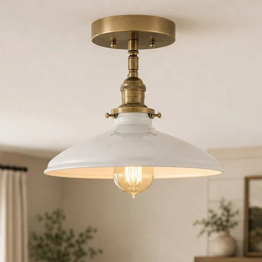 Calder White Enamel Industrial Ceiling Light