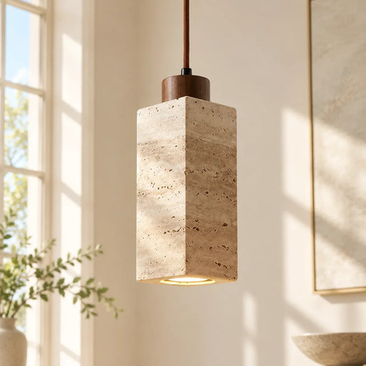 Kairi Natural Stone Travertine Modern Pendant Light