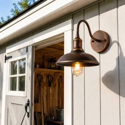 Kelvyn Rustic Industrial Gooseneck Outdoor Wall Light