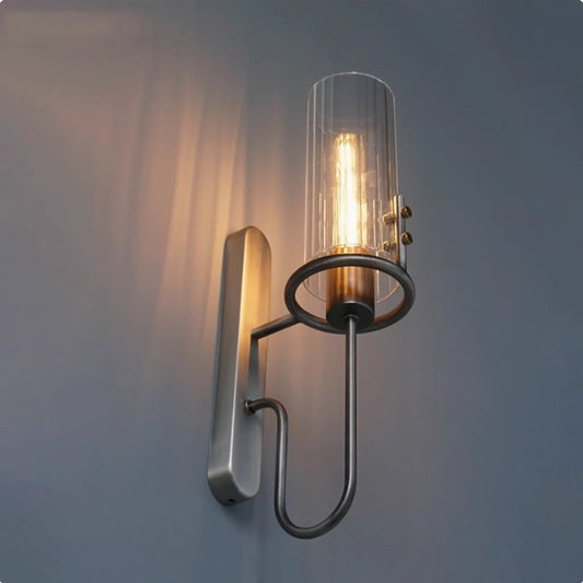 Kyrin Retro Industrial Cylinder Glass Wall Lamp