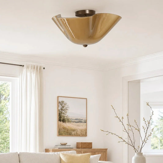Liorin Mid-Century Wavy Colored Glass Ceiling Light