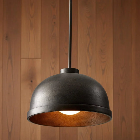 Mabel Black Cast Aluminum Dome Pendant Light