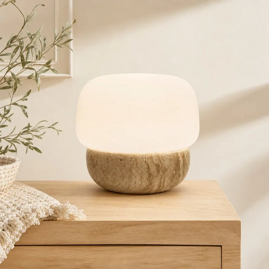 Marcel Modern Travertine Mushroom Table Light