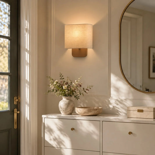 Maris Modern Linen Shade Metal Wall Sconce
