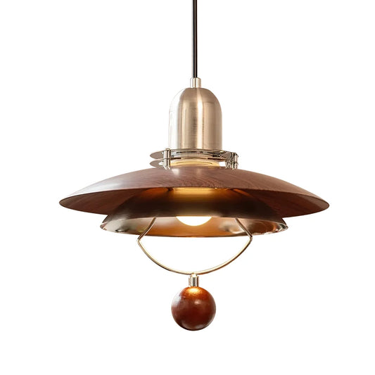 Morgana Vintage Flying Disc Walnut Pendant Light