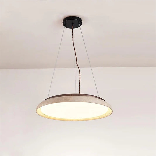 Pheme Wabi-Sabi Round Travertine Stone Pendant Light