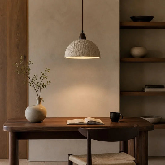 Riven Wabi-Sabi Travertine Stone Pendant Light