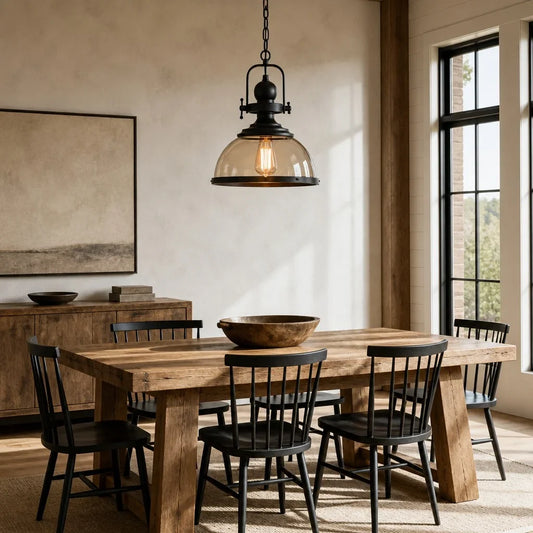 Seren Retro Industrial Glass Dome Metal Pendant Light