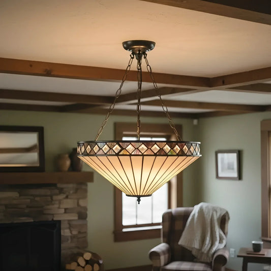Tobin Vintage Adjustable Tiffany Glass Pendant Light