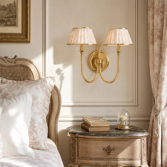 Ursula Retro Double-Articulating Shaded Brass Wall Light