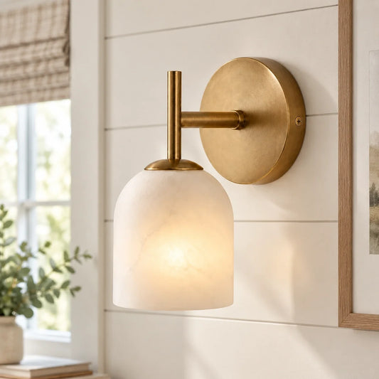 Vireo Farmhouse Copper Alabaster Wall Sconce