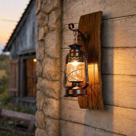 Vivian Vintage Kerosene Lamp Solid Wood Wall Sconce