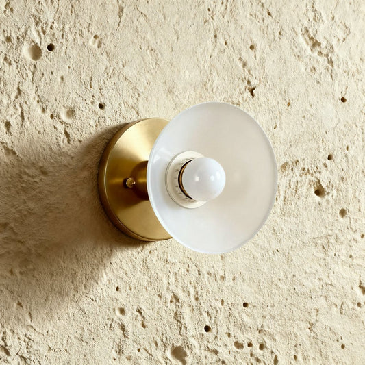Contemporary 1-Light Round Brass Wall Light