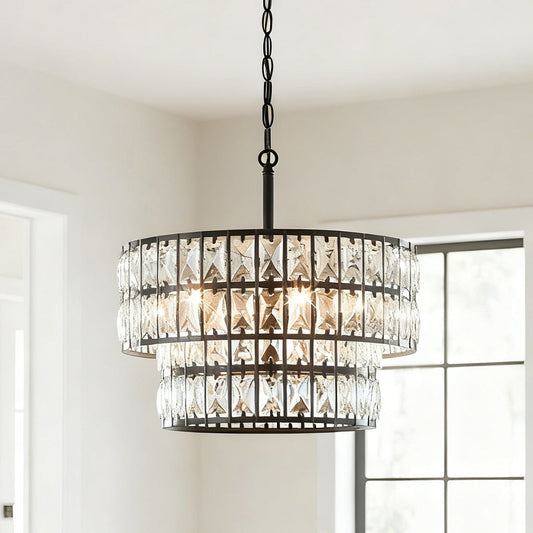 Liorael Modern Luxury Crystal Drum Chandelier