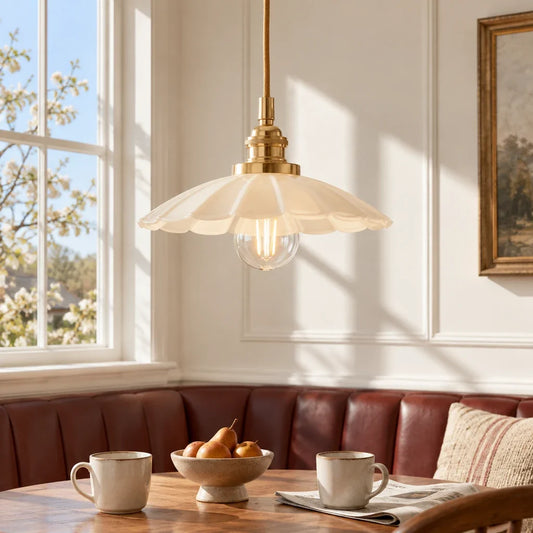 Caelira Petite Scalloped Metal Pendant Ceiling Light