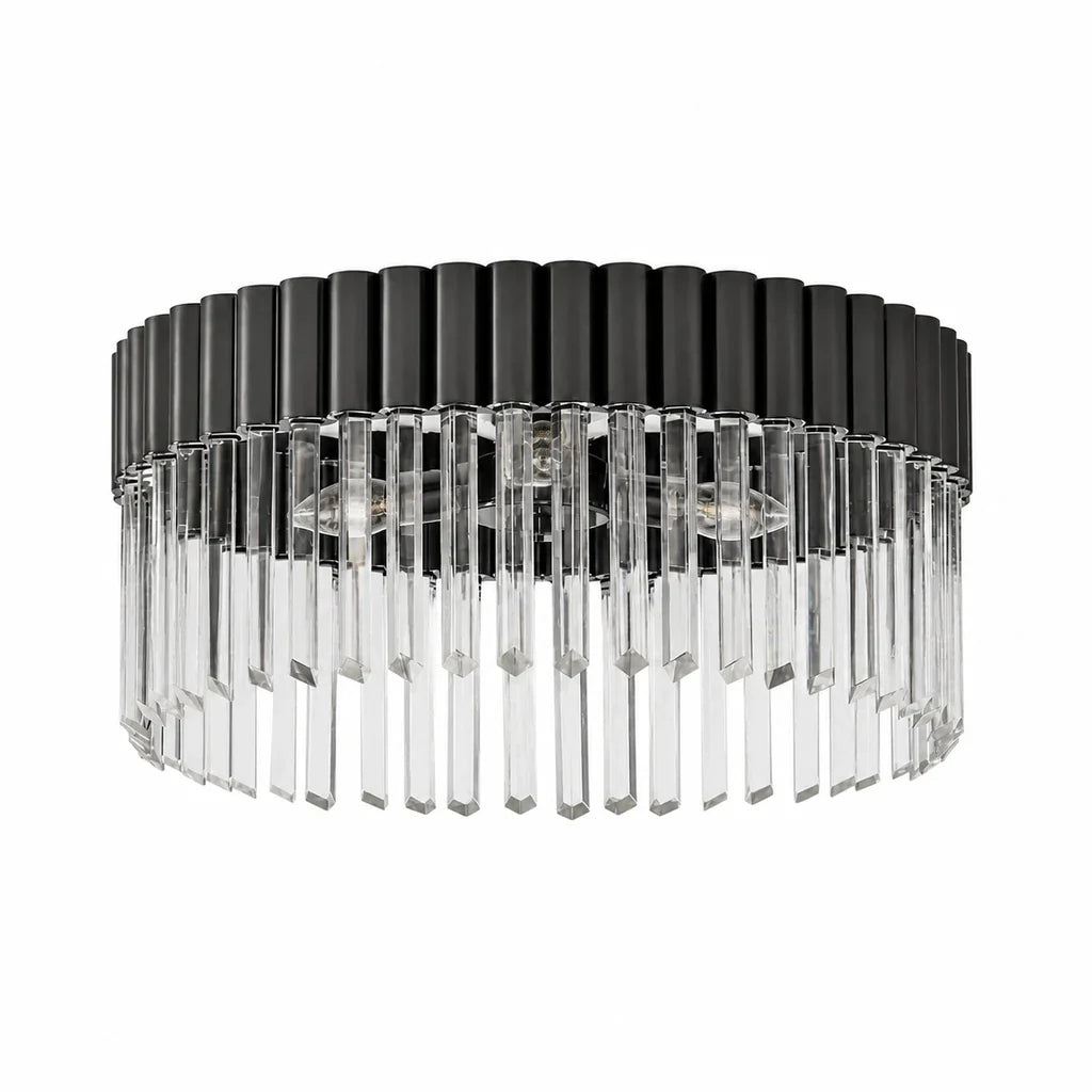 Soline Black Chrome crystal flush mount ceiling light on white