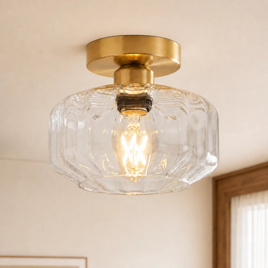 Orlena Modern Wavy Glass Lantern Ceiling Light