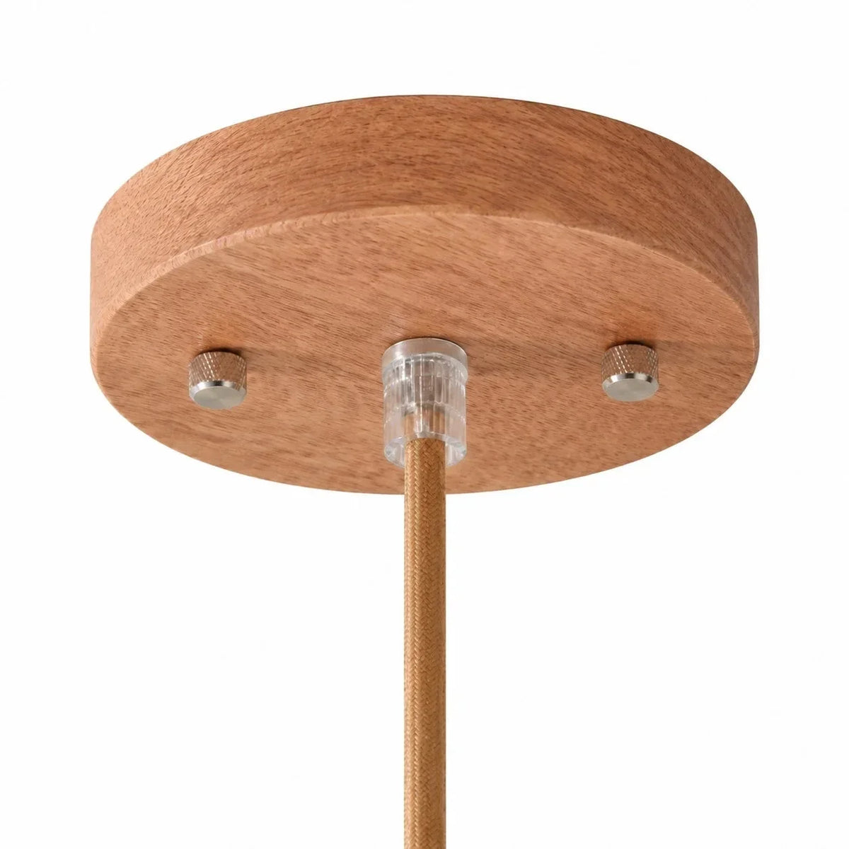 Marie pendant round wood canopy and cord detail
