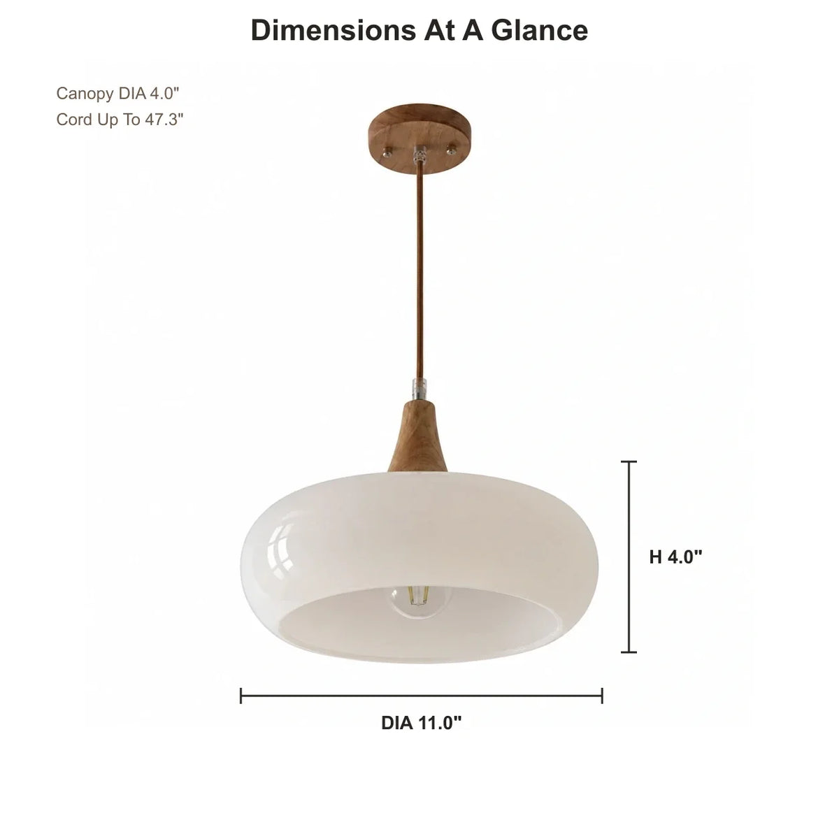 Marie dome pendant dimensions: DIA 11.0 inches by H 4.0 inches