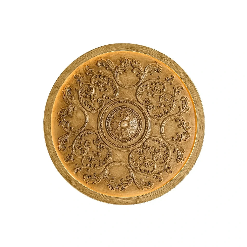 Aveline aged wood grain medallion LED ceiling light on white