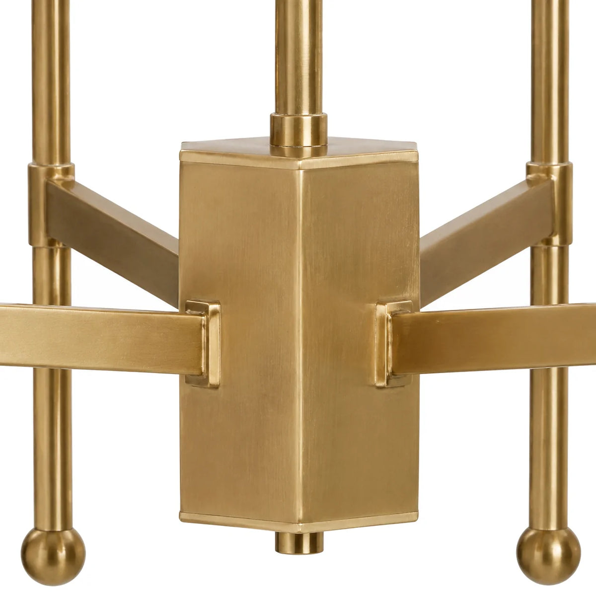 Close detail of the Aster brass center hub and radial arm joint