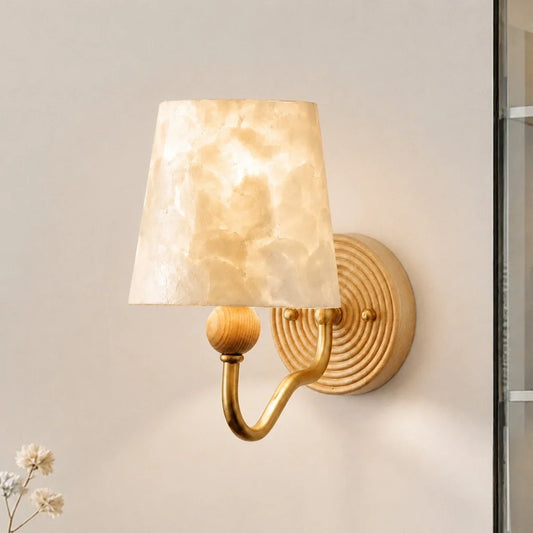 Cyvora Modern Curved Tapered Capiz Wall Light