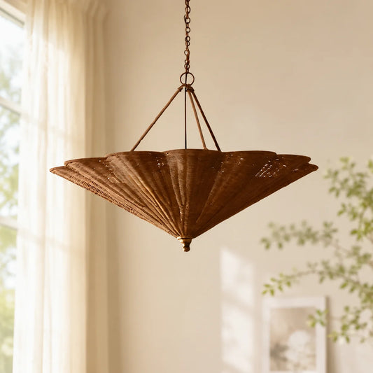 Nerina Hand-Woven Rattan Umbrella Chandelier