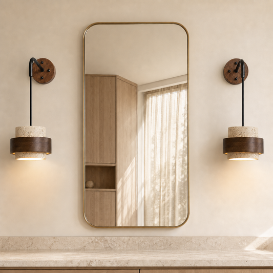 Dorian Wabi-Sabi Cylindrical Travertine Wall Sconce