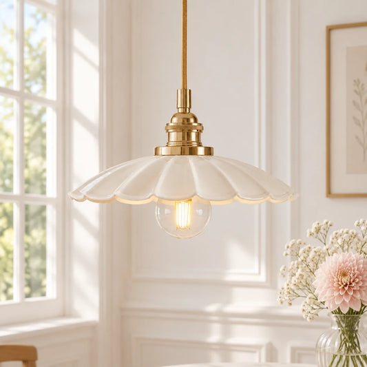 Caelira Petite Scalloped Metal Pendant Ceiling Light