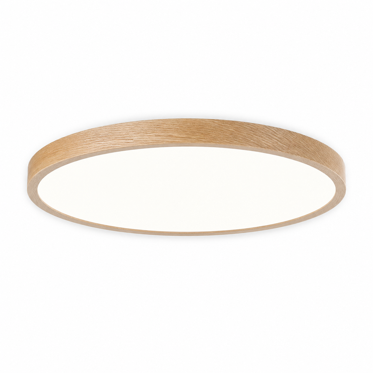 Natural Wood Solenne 15.7-inch ultra-slim LED ceiling light on white