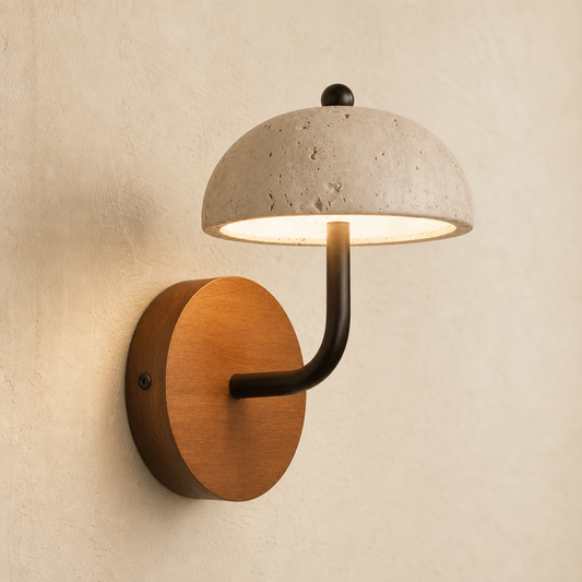 Evan Modern  Travertine Dome Wall Light