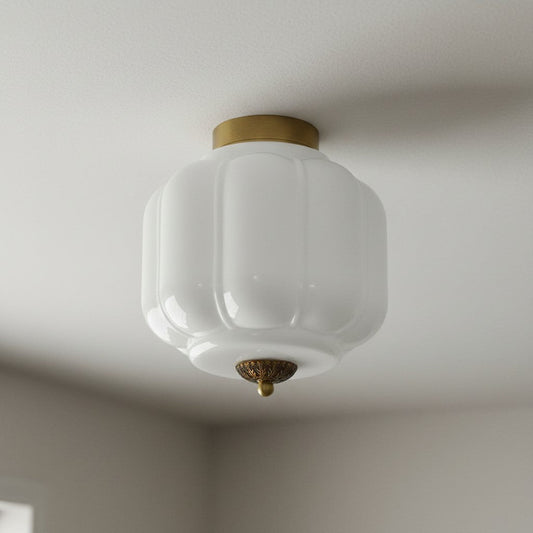 Karen Vintage Cream Glass Lantern Eloise Ceiling Light