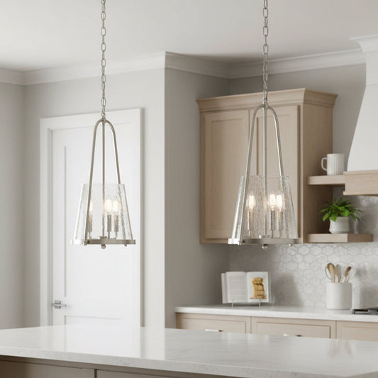 Ismena Industrial Flared Hammered Glass Pendant Light