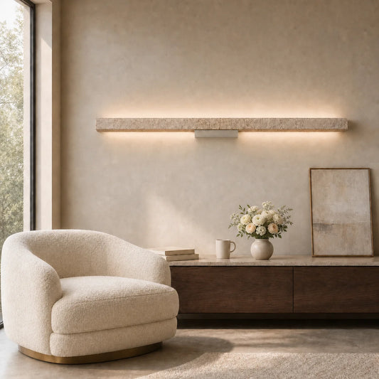 Arven Wabi-Sabi LED Linear Travertine Wall Sconce